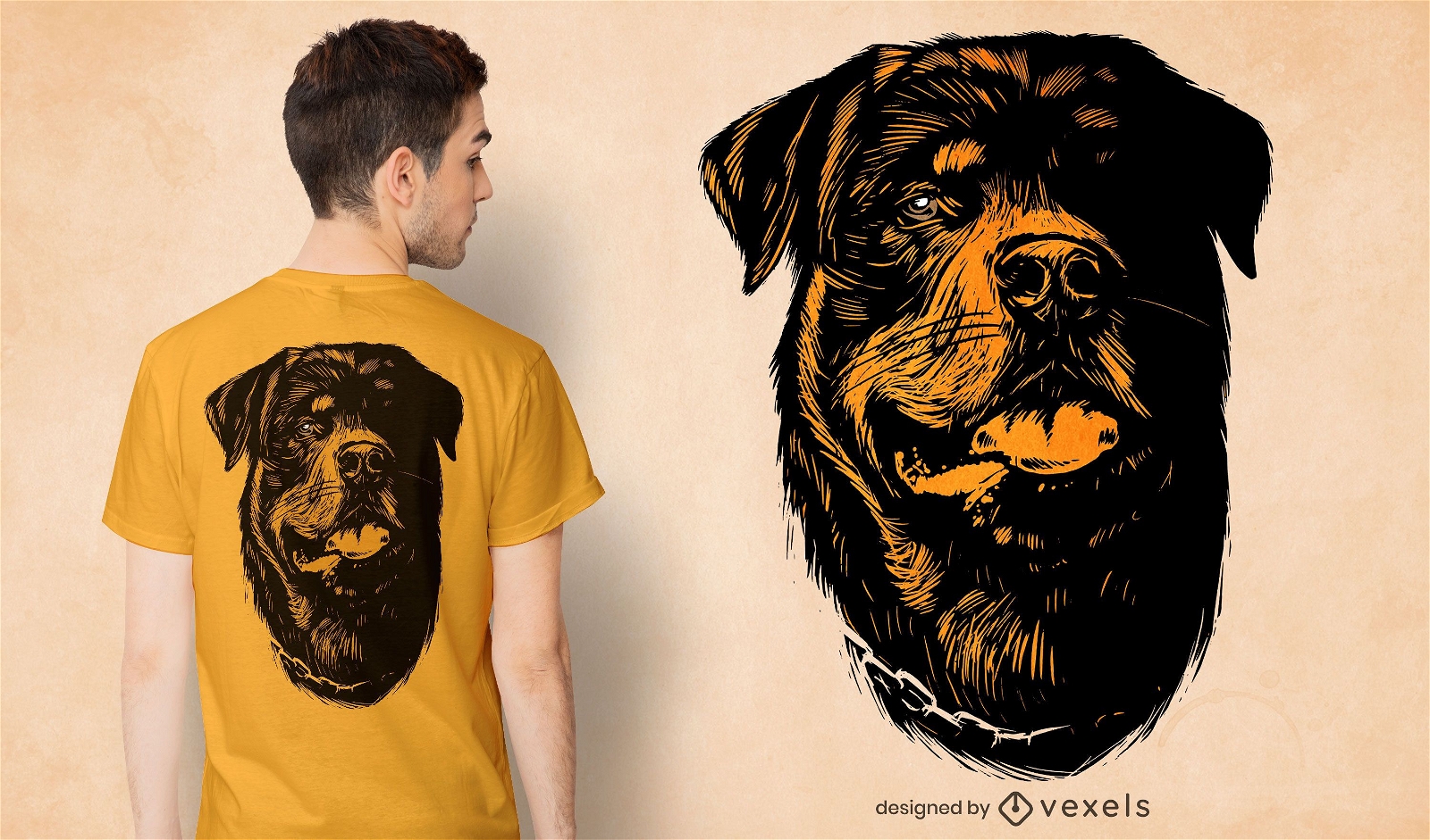 Diseño de camiseta de cabeza de perro dibujada a mano