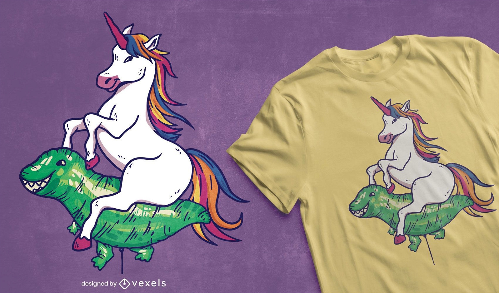 Diseño de camiseta unicornio montando globo.