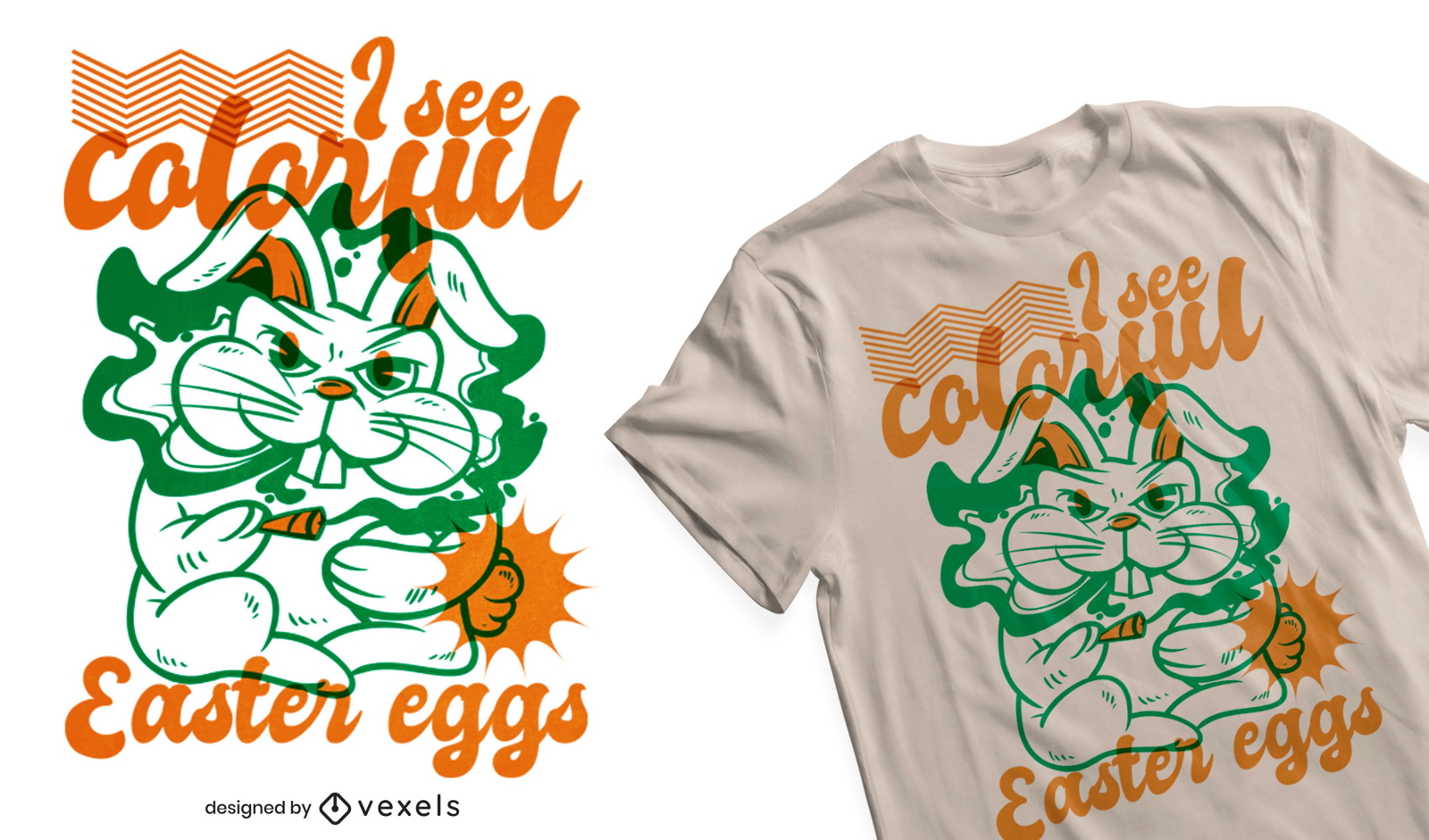 Design de t-shirt de fumar coelhinho da Páscoa