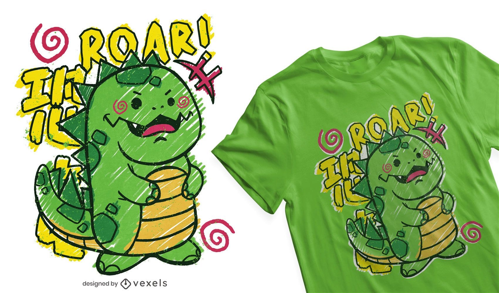 Desenho de t-shirt de dinossauro para crian?a doodle