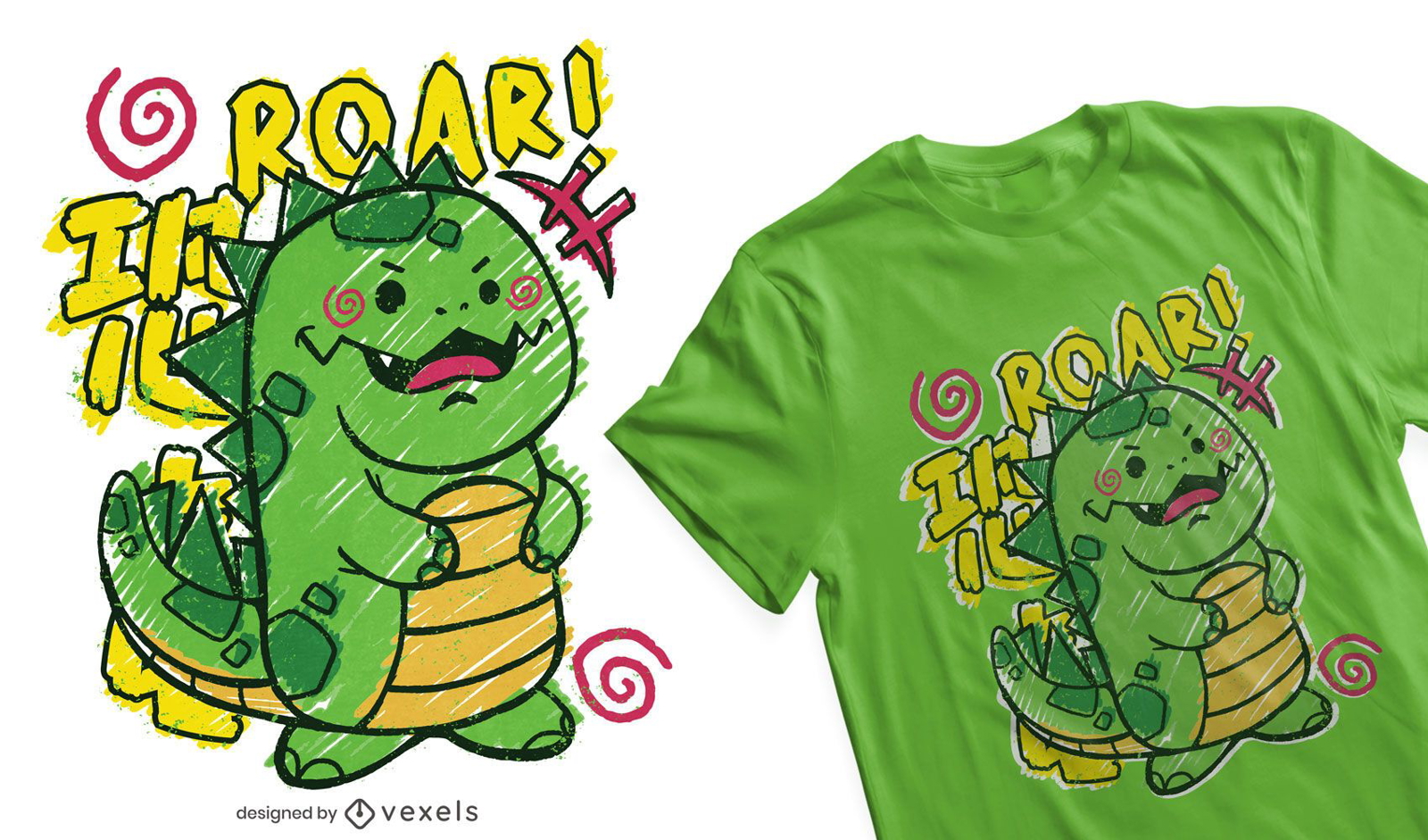 Dise?o de camiseta de dinosaurio infantil doodle