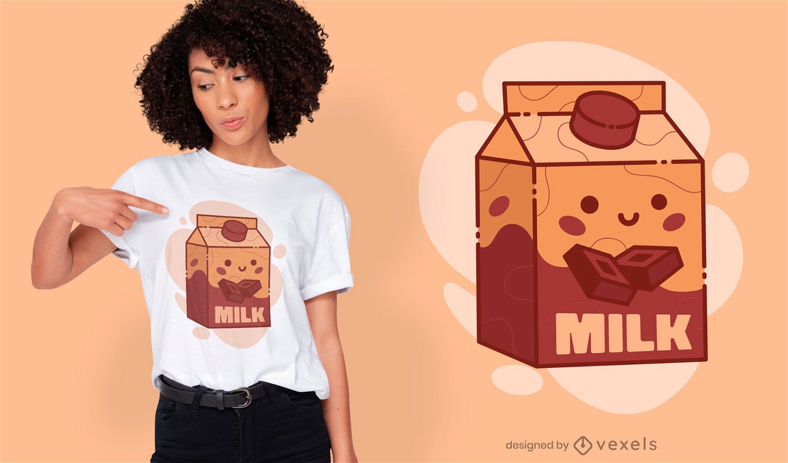 Design fofo de camiseta com leite com chocolate