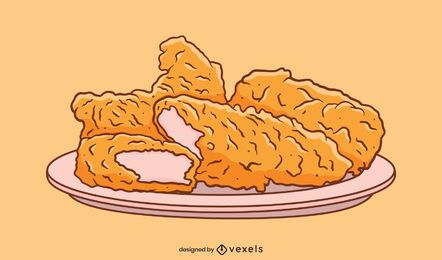Chicken fingers plate illustration Chicken fingers plate illustration