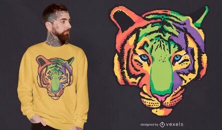 Colorful tiger t-shirt design