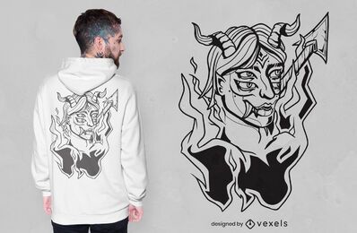 Demon on fire t-shirt design