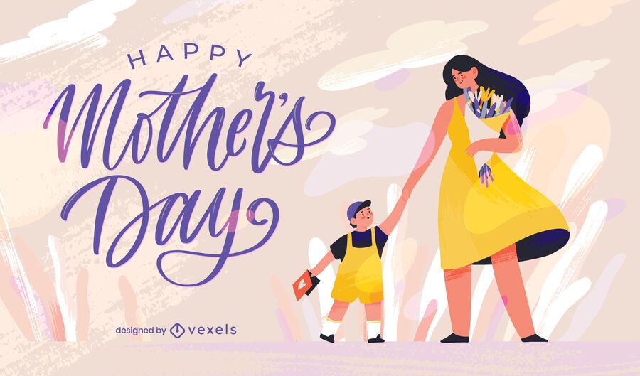 Ilustração de mãe e filho para o dia das mães Ilustração de mãe e filho para o dia das mães