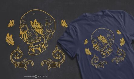 Skull butterflies t-shirt design