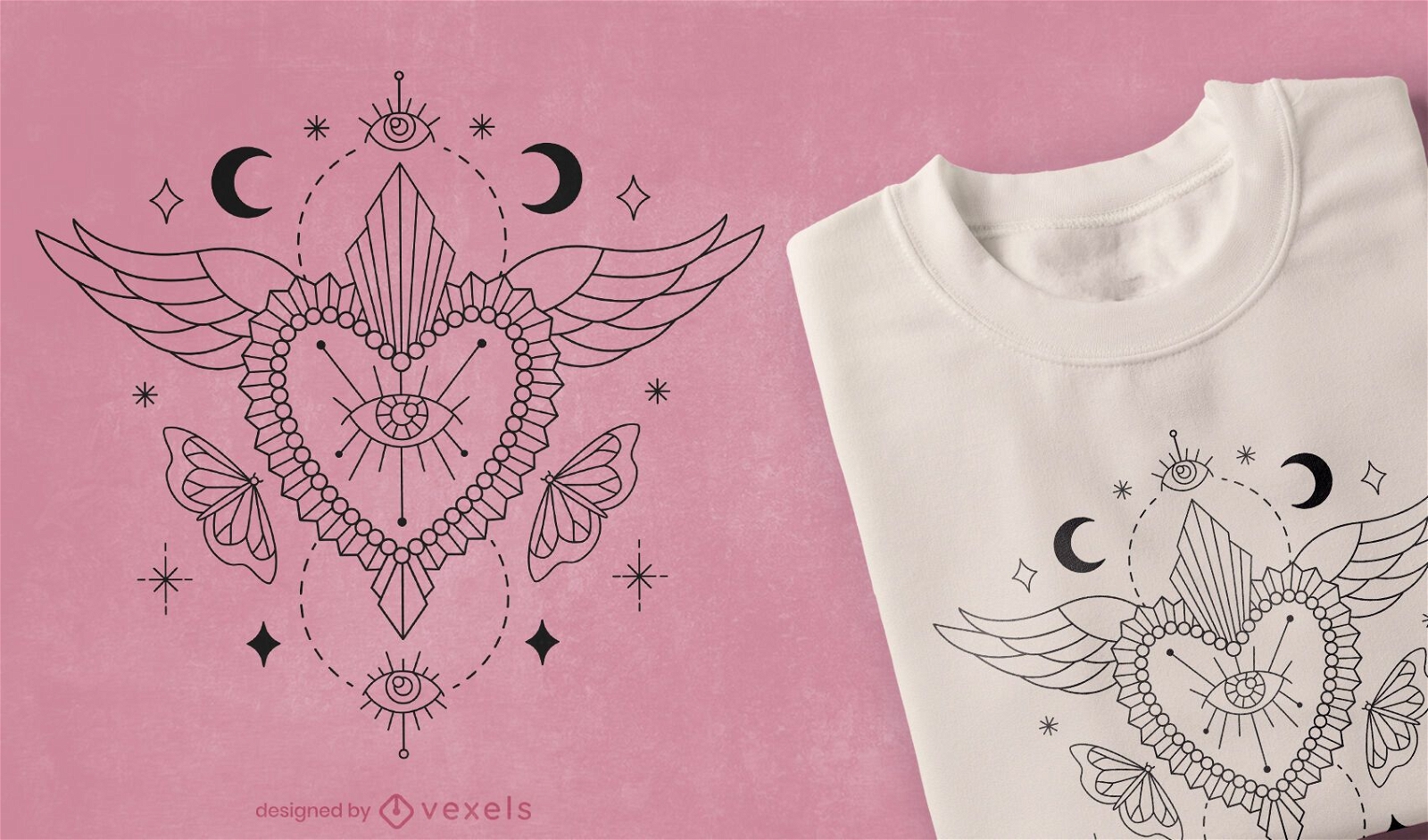 Mystischer Herz-T-Shirt-Entwurf
