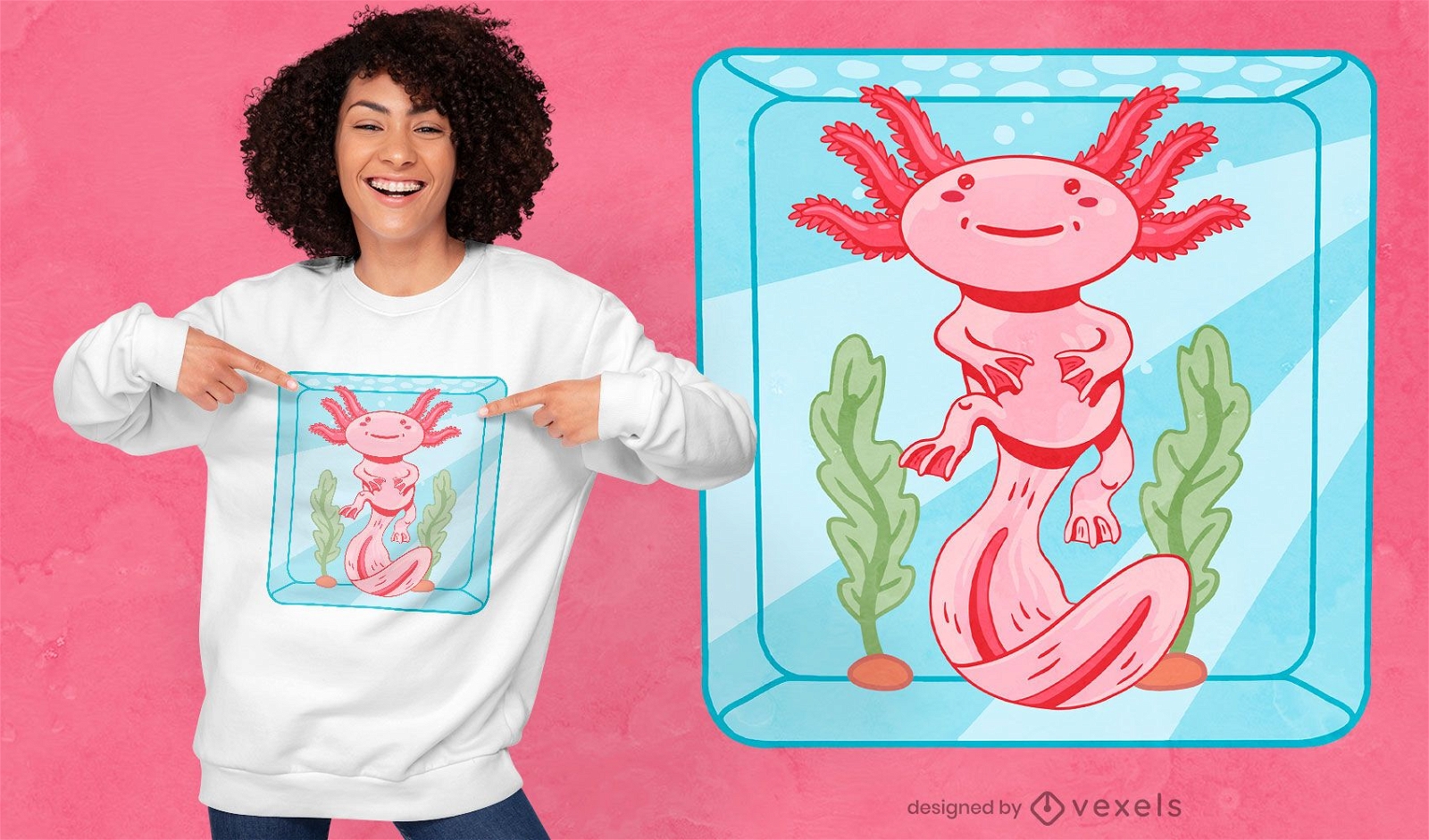 Lindo dise?o de camiseta de acuario axolotl