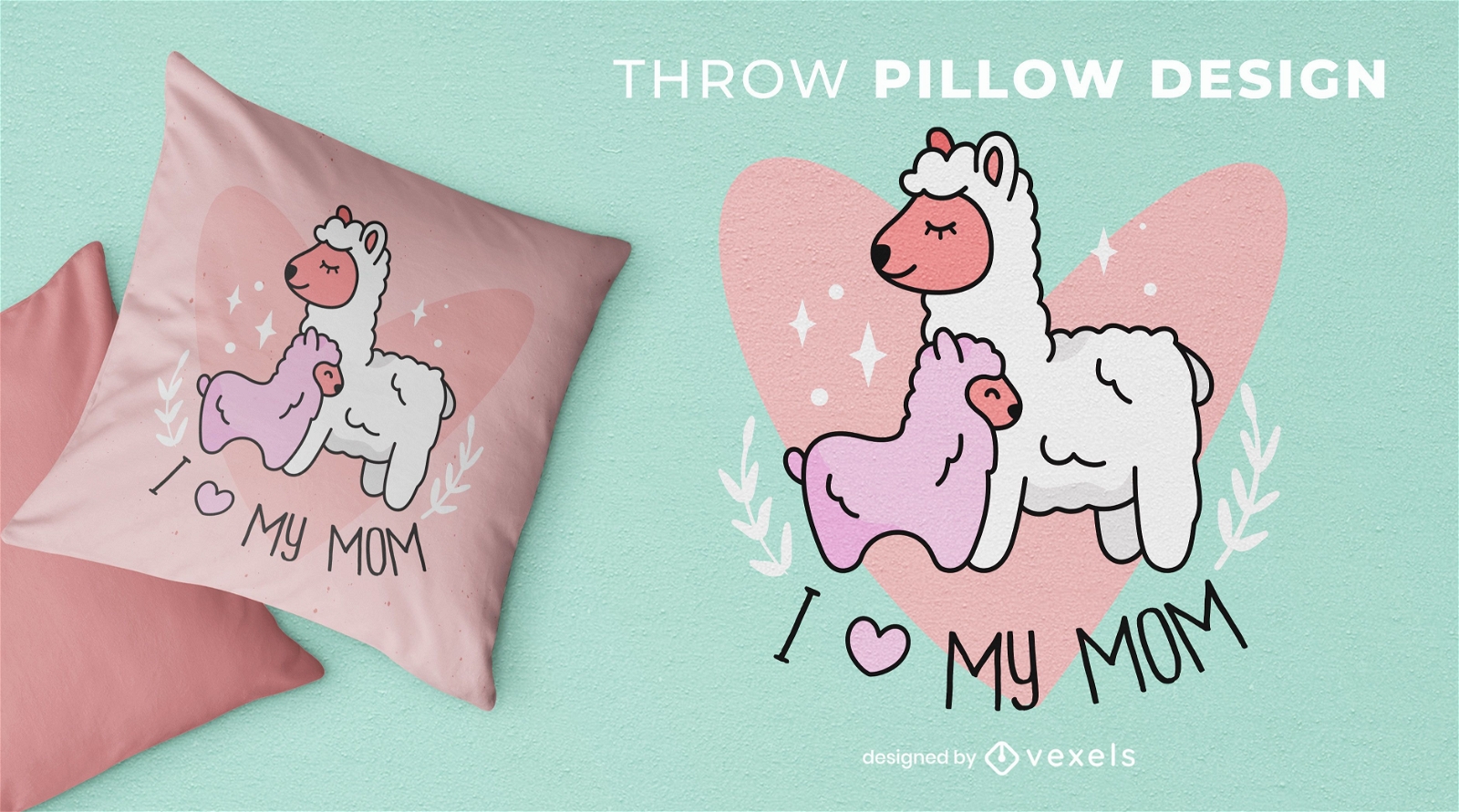 Llama mom throw pillow design