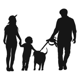 Family and dog silhouette PNG Design