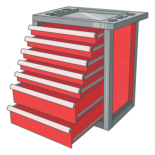 Werkstatt für rote Schubladen PNG-Design