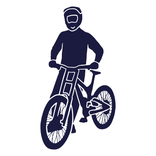 Mountain biker standing silhouette PNG Design