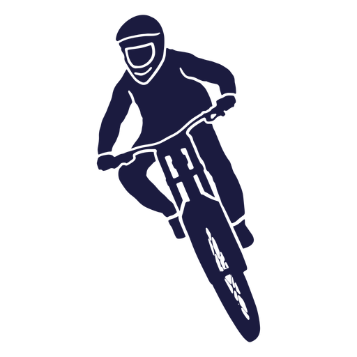 Mountain biker standing frontal silhouette