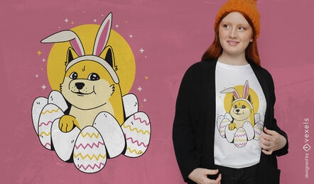 Diseño de camiseta de perro con orejas de conejo de pascua