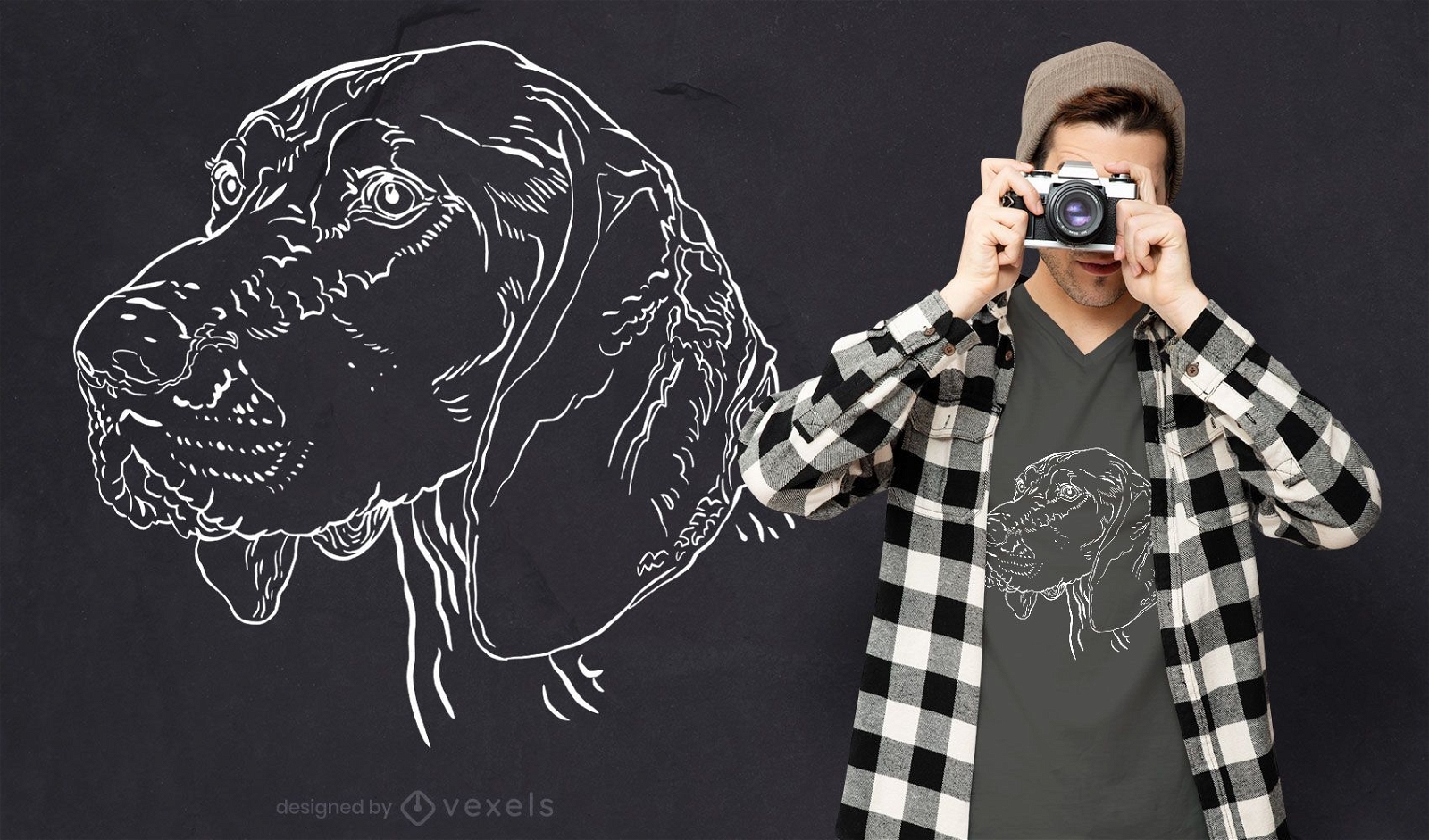 Chalk dog face t-shirt design