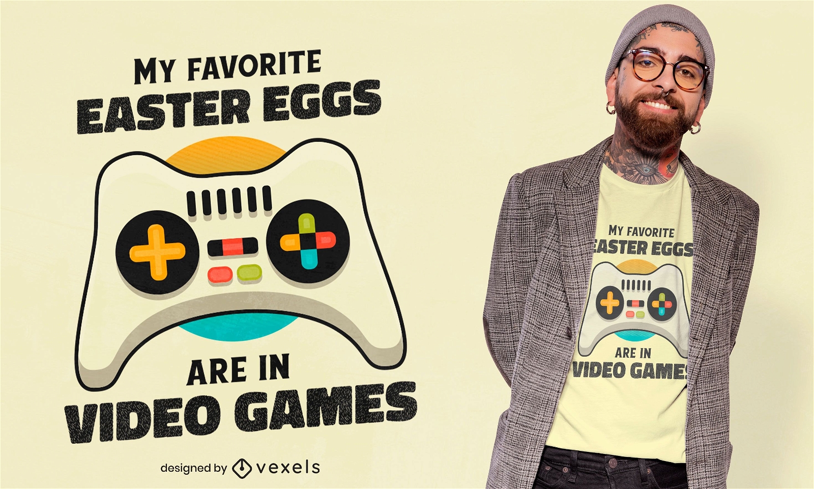 Diseño de camiseta de videojuegos de huevos de pascua.