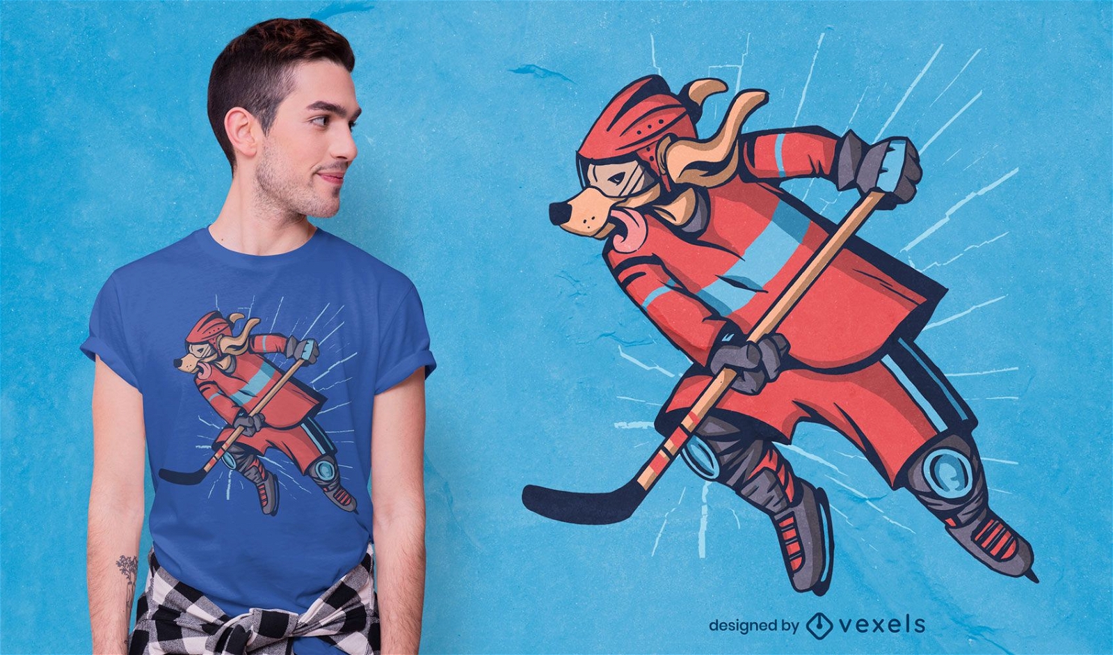Diseño de camiseta de perro de hockey.