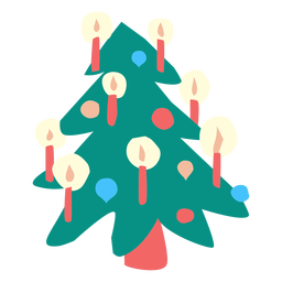 Christmas tree with ornaments flat PNG Design