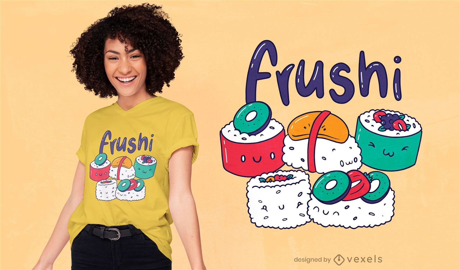 Frucht-Sushi-kawaii T-Shirt Design