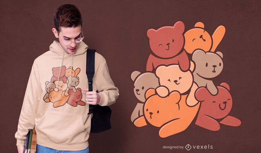 Cartoon bear mountain t-shirt design Cartoon bear mountain t-shirt design