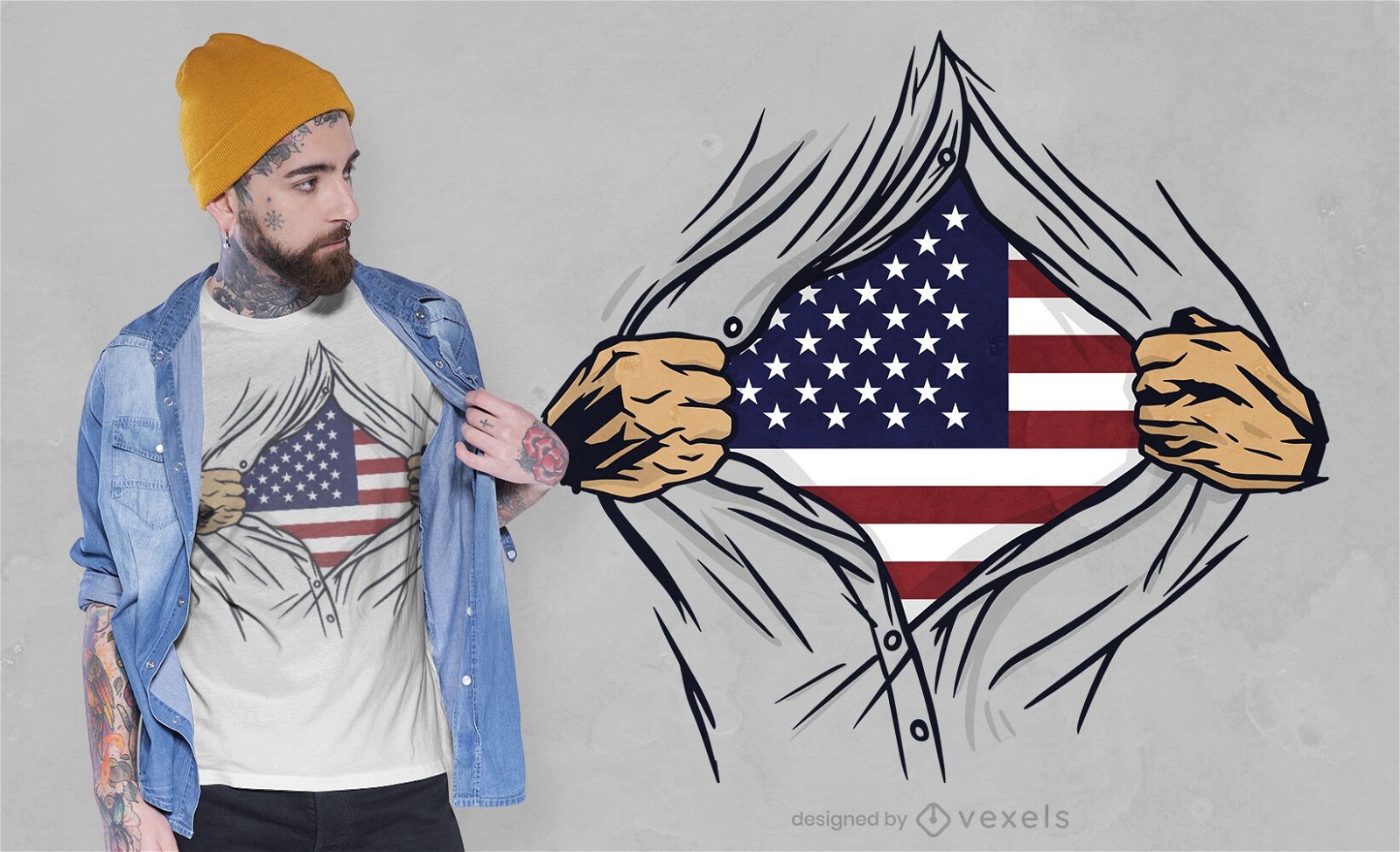 USA offenes Hemd T-Shirt Design