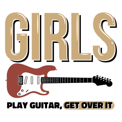 Girls play guitar quote flat badge PNG Design