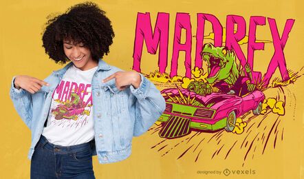 Paródia de filme t-rex dirigindo design de camiseta