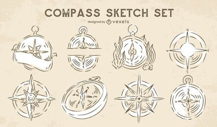 Kompass-Doodle-Navigationsset