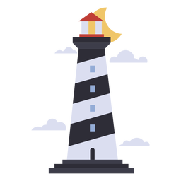 Lighthouse in the night flat PNG Design
