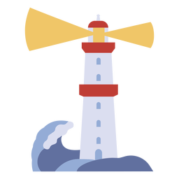 Lighthouse with wave flat PNG Design