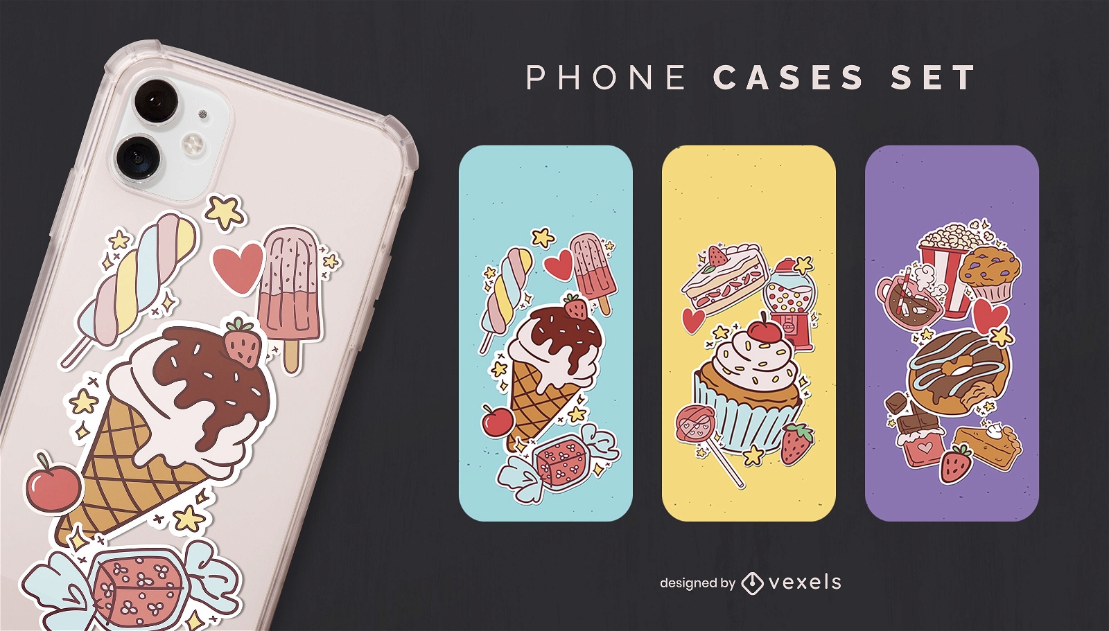 Sticker desserts phone case set