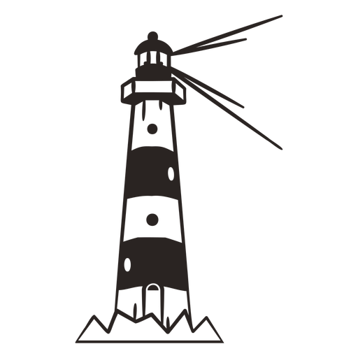 Lighthouse black and white filled stroke PNG Design