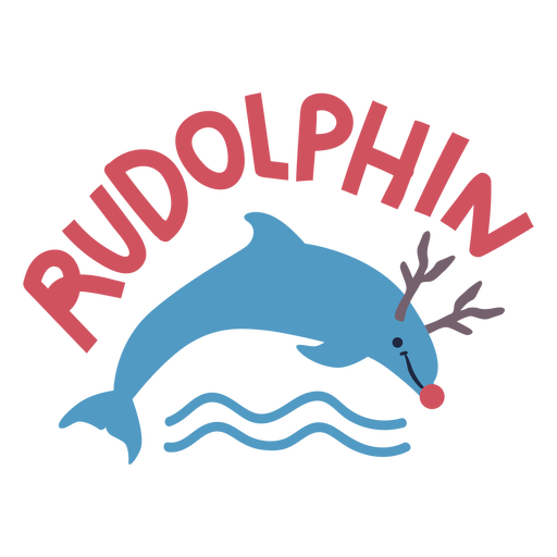 Dolphin christmas badge flat PNG Design
