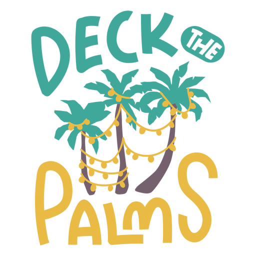 Palms and decoration christmas badge flat PNG Design
