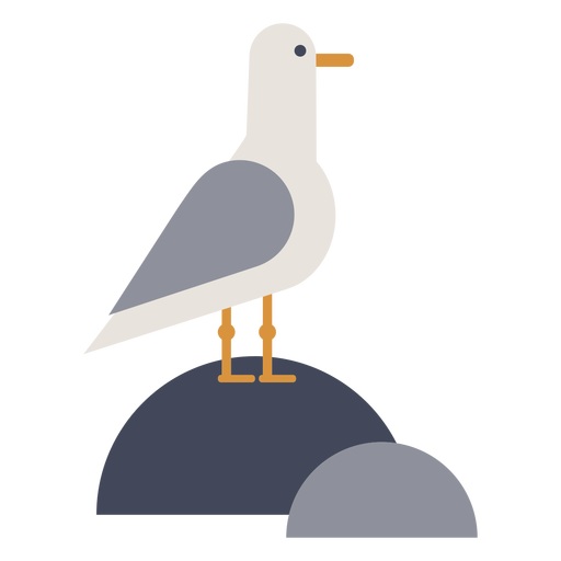 Seagull on a rock flat PNG Design