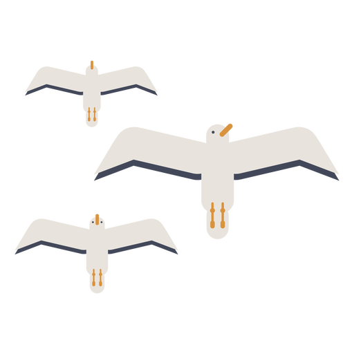 Three seagulls flat PNG Design