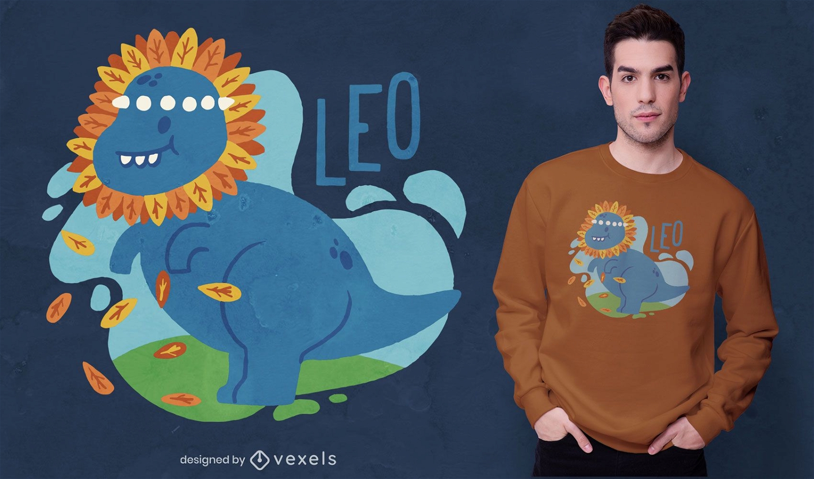 Design de camiseta do dinossauro Leo