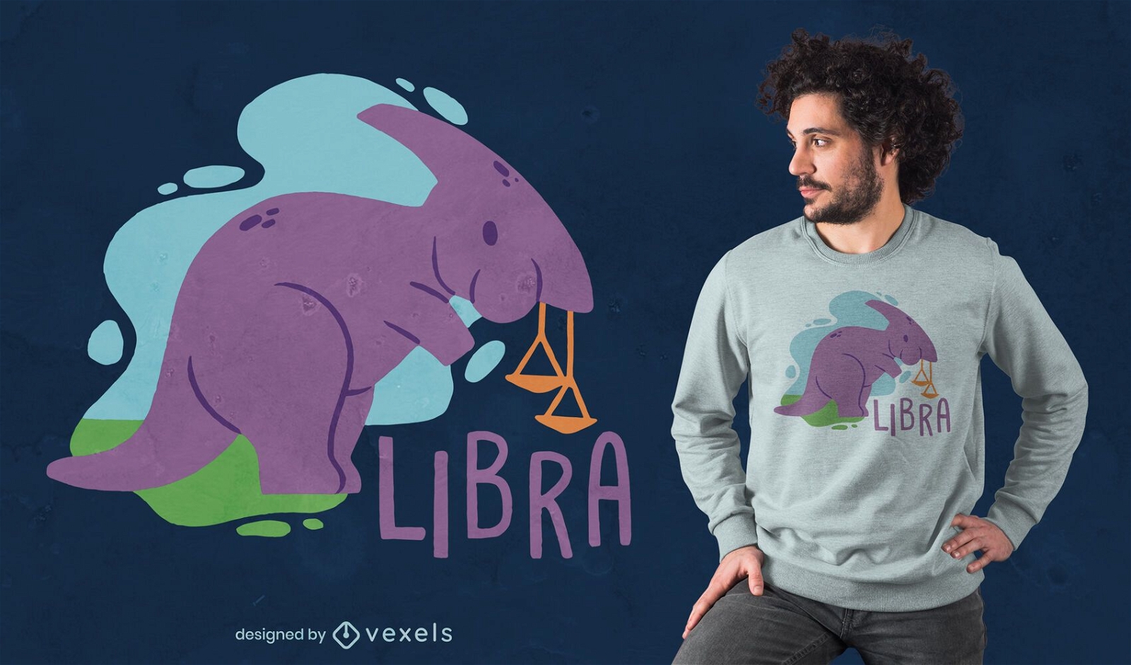 Libra dinosaur t-shirt design