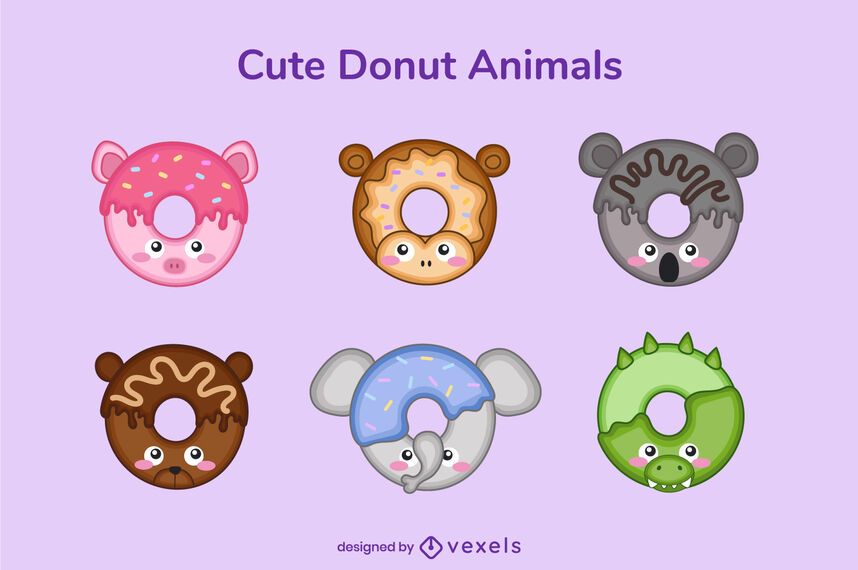 Lindo conjunto de animales donut Lindo conjunto de animales donut