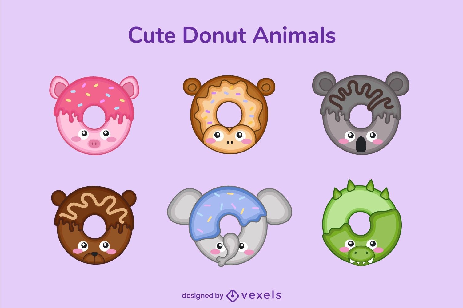 Cute donut animal set