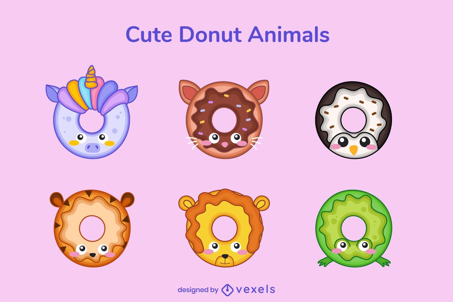 Pacote de donut animal fofo