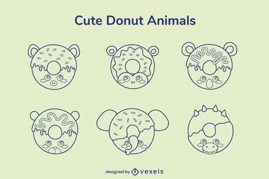 Donut animal stroke set