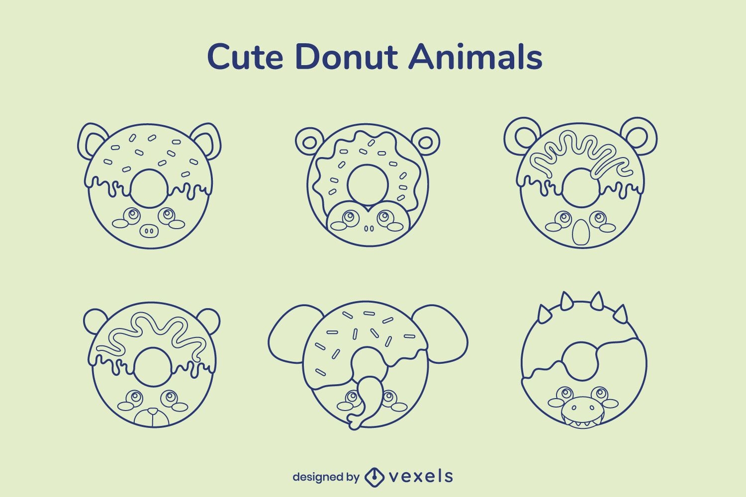 Conjunto de trazos de animales donut