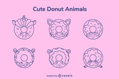 Paquete de animales de donas de trazo