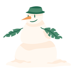 Christmas snowman with leaves PNG Design