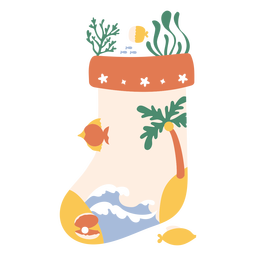 Christmas decoration tropical sock flat PNG Design