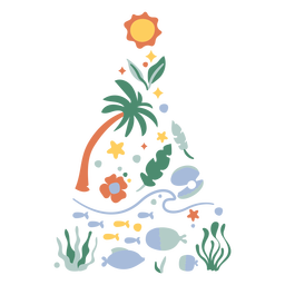 Natal Tropical Escovado à Mão - 15 Desenho PNG