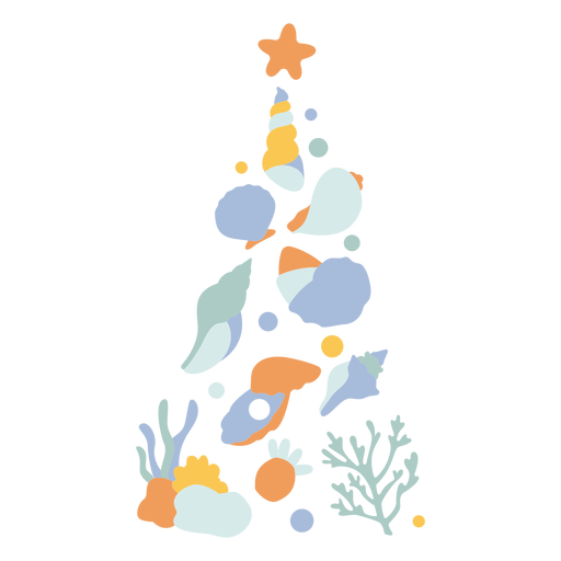 Shell elements flat christmas tree  PNG Design