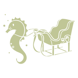 Seahorse with christmas sleigh cut out PNG Design